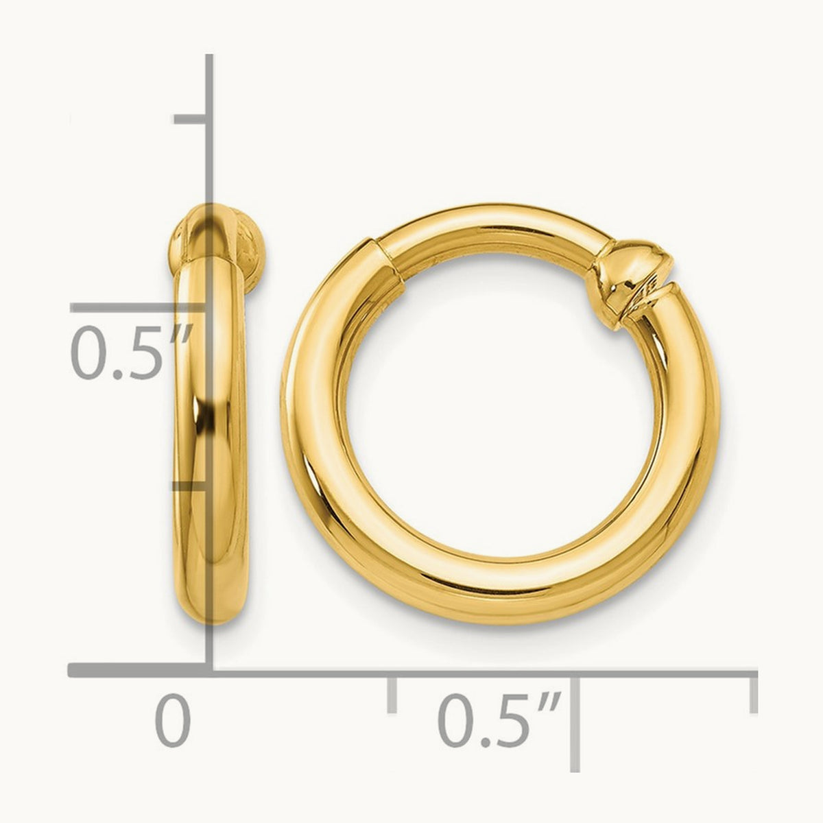 Non-Pierced Hoop Earrings, 14K