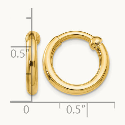 Non-Pierced Hoop Earrings, 14K