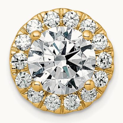 Round Halo Chain Slide Pendant, 0.25-5.00 ct tw Lab-Grown Diamond — 3 ct, 14K Yellow Gold