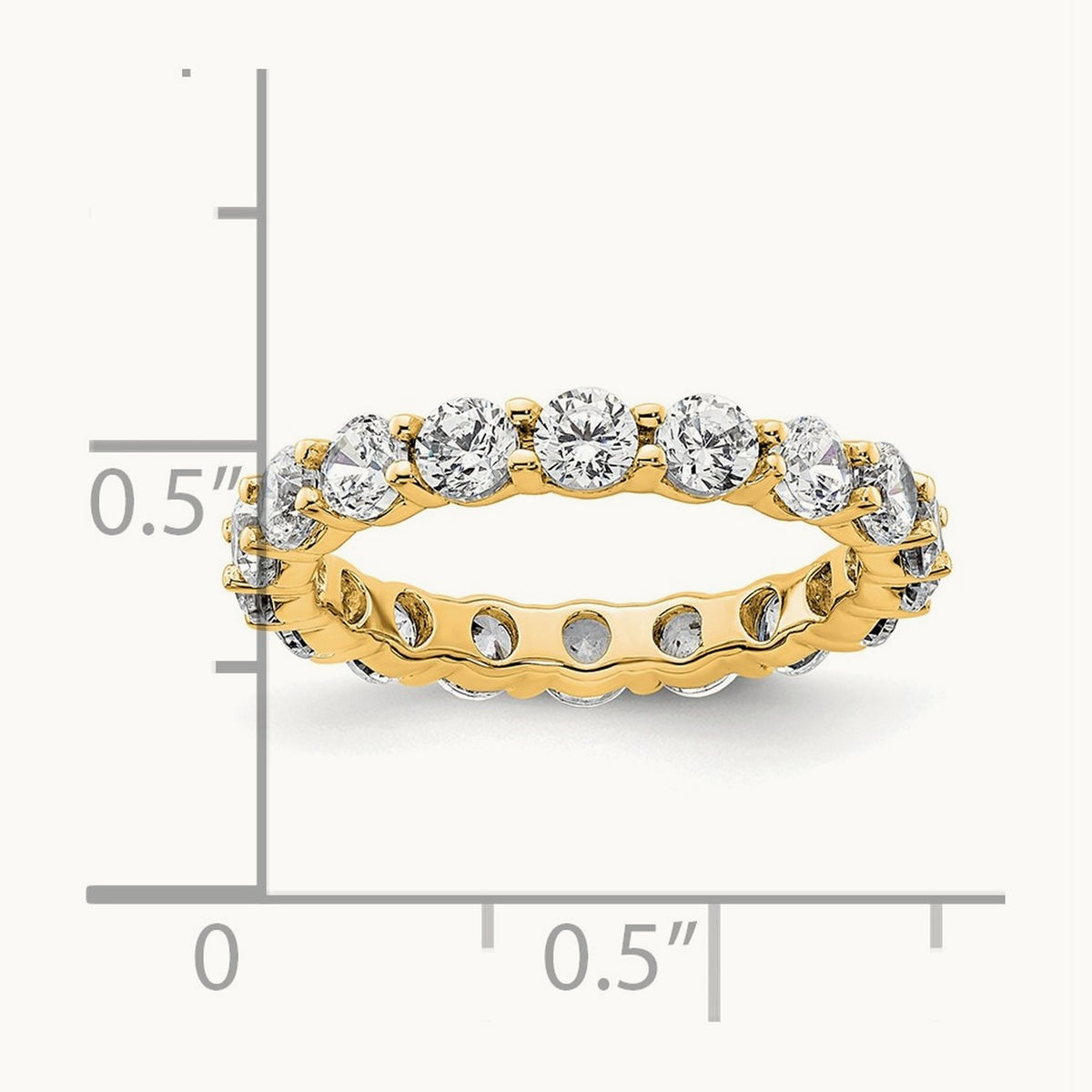 Polished Shared Prong Diamond Eternity Band, 2.00 ct tw — 14K Yellow Gold