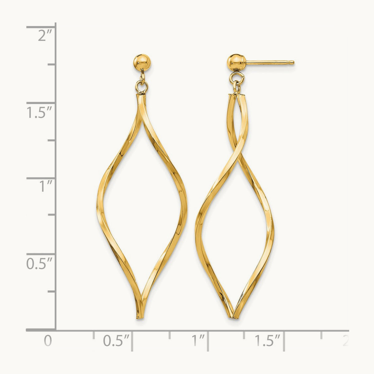 Twisted Post Dangle Earrings — 14K Yellow Gold