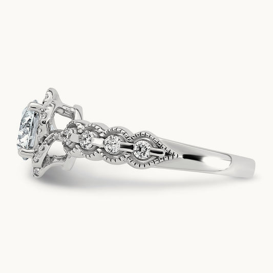 Round Center Floral Halo Ring, 1.25-2.50 ct tw Lab-Grown Diamond