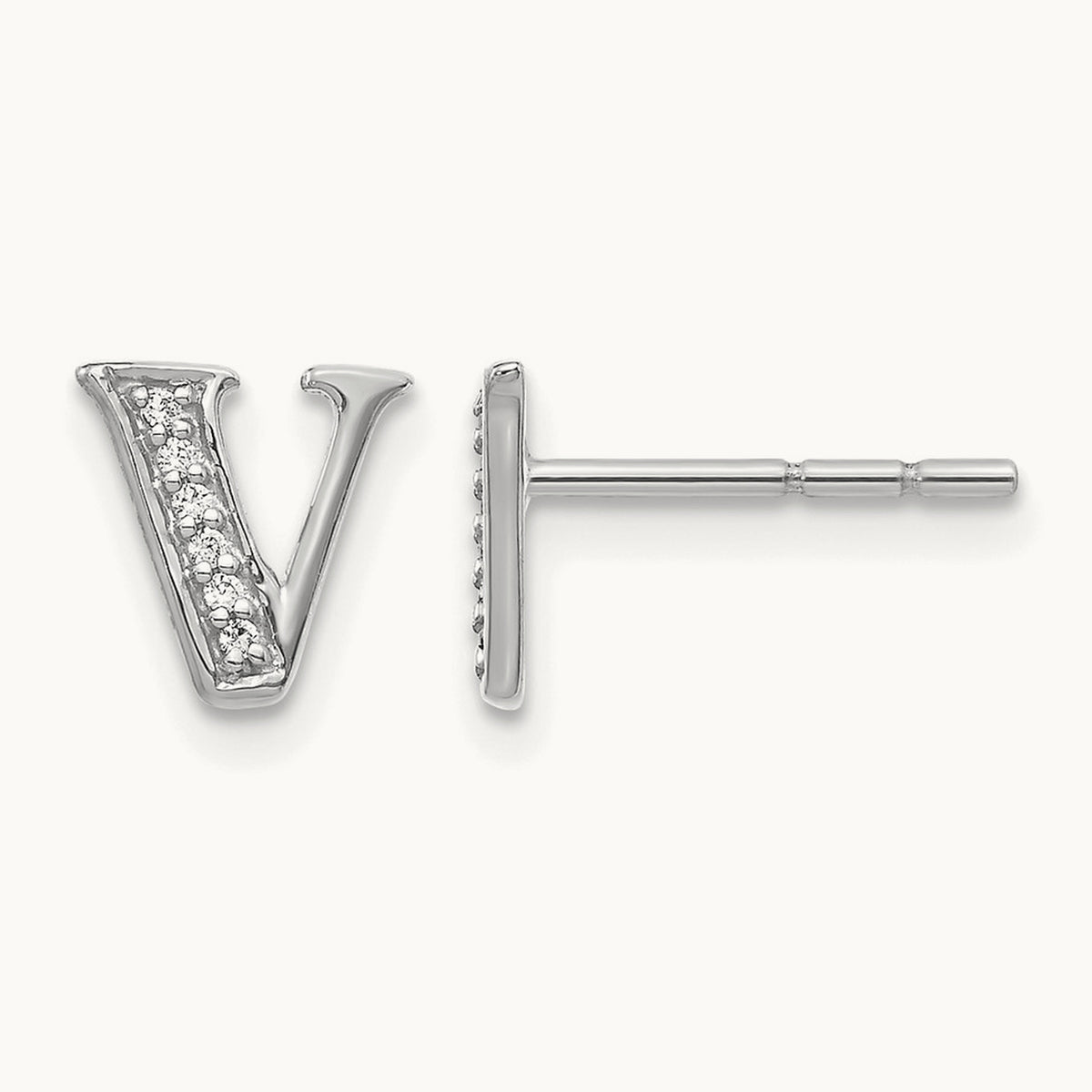 Diamond Earrings — 14K White Gold, 8mm, V