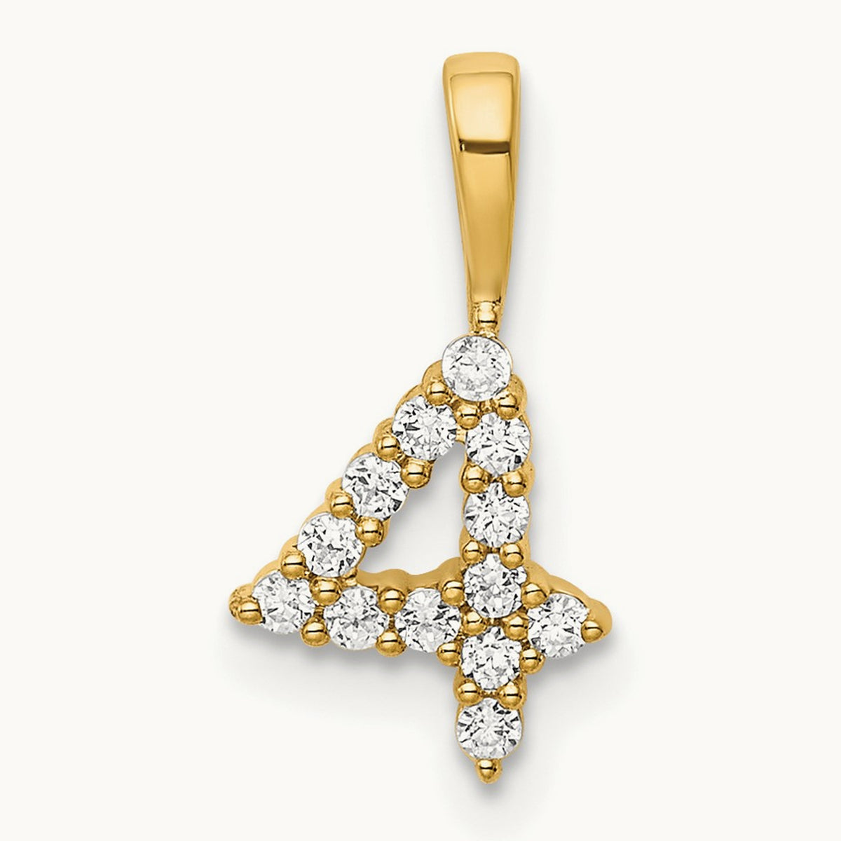Diamond Number 4 Pendant — 14K Yellow Gold