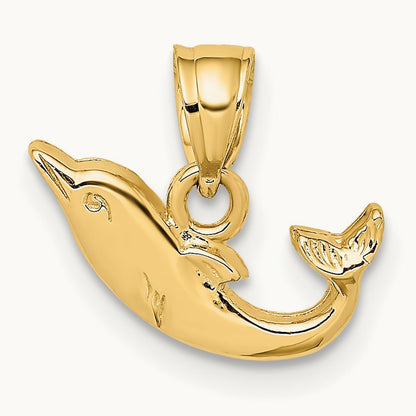 Polished Mini Dolphin Charm, 14K
