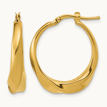 Polished Twisted Hollow Hoop Earrings, 14K — Leslie's