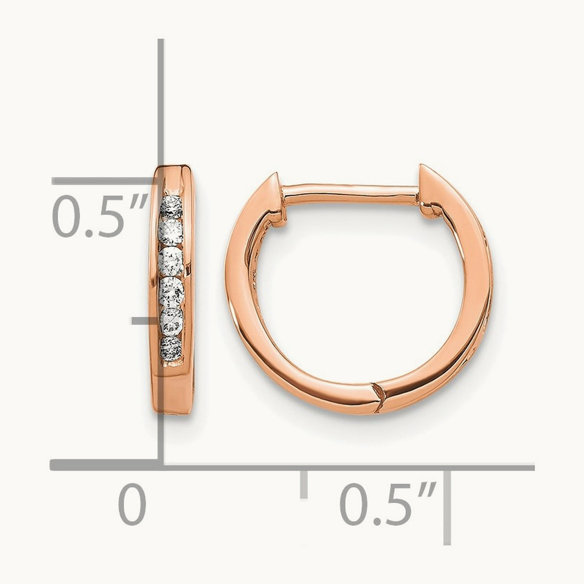 Polished Diamond Hinged Hoop Earrings — 14K Rose Gold