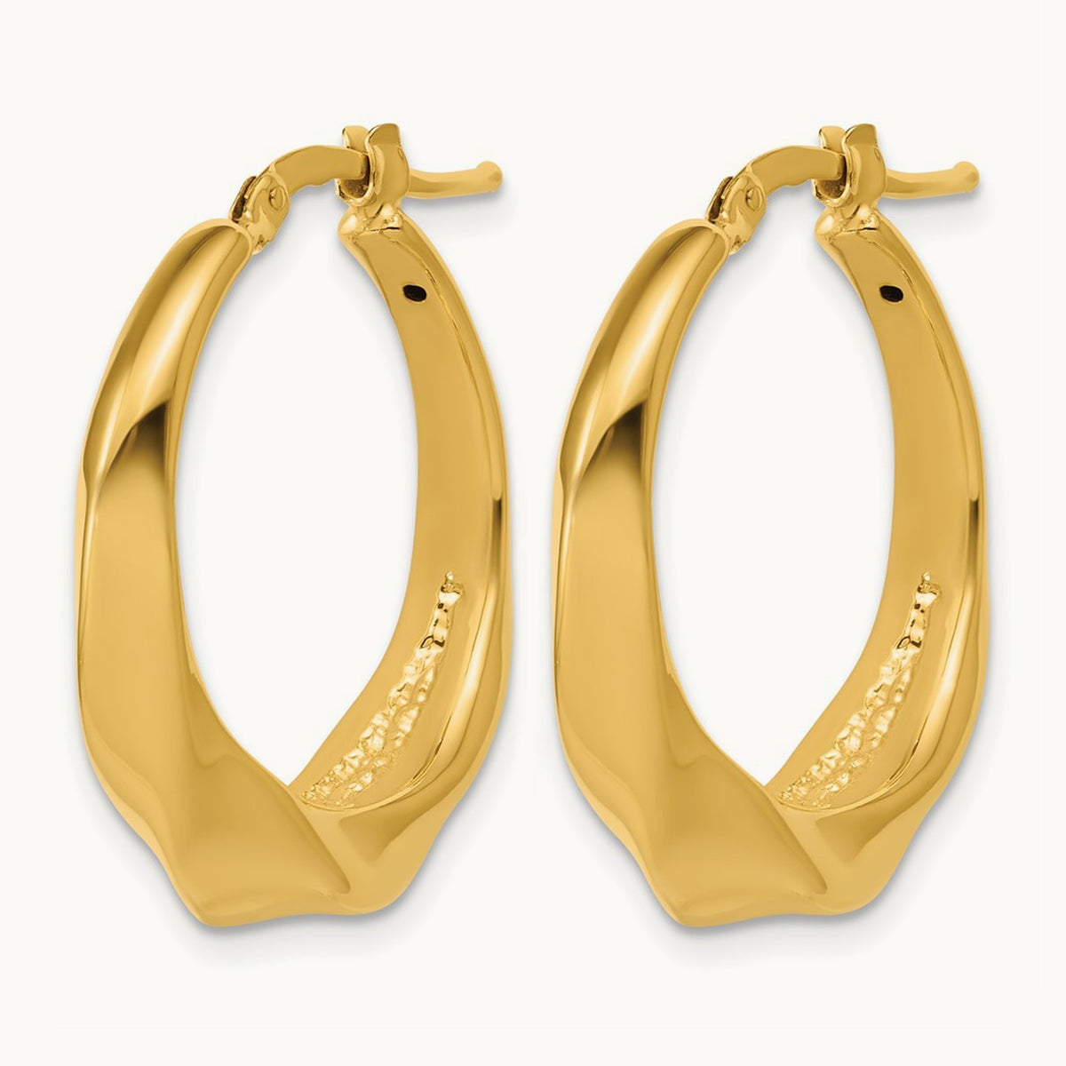 Polished Twisted Hollow Hoop Earrings, 14K — Leslie's