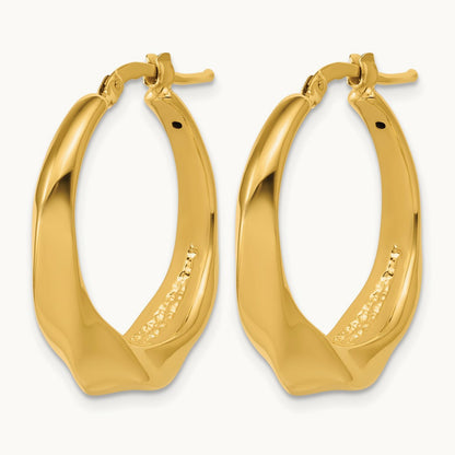 Polished Twisted Hollow Hoop Earrings, 14K — Leslie's