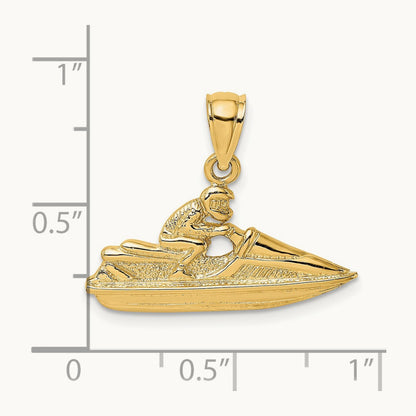 Textured 2-D Jet Ski Charm, 14K