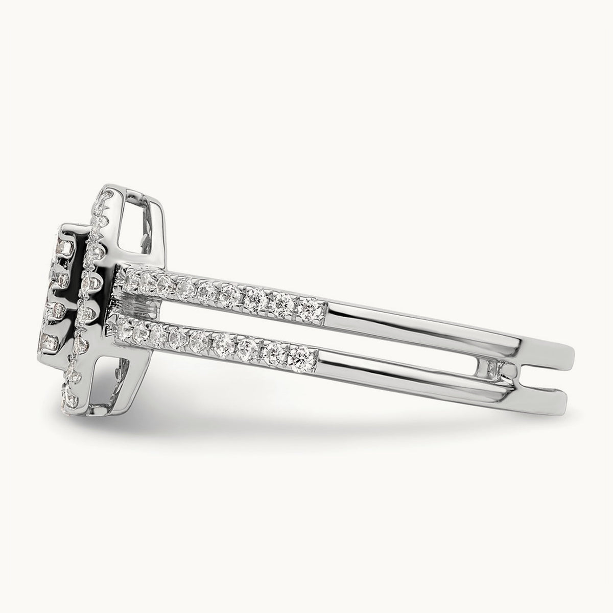 Rectangle Halo Cluster Engagement Ring, 0.50 ct tw
