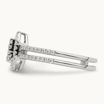Rectangle Halo Cluster Engagement Ring, 0.50 ct tw