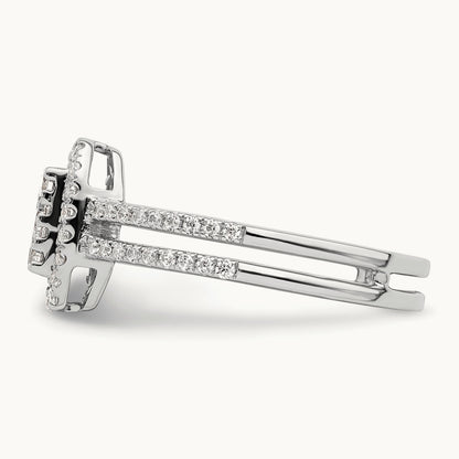 Rectangle Halo Cluster Engagement Ring, 0.50 ct tw