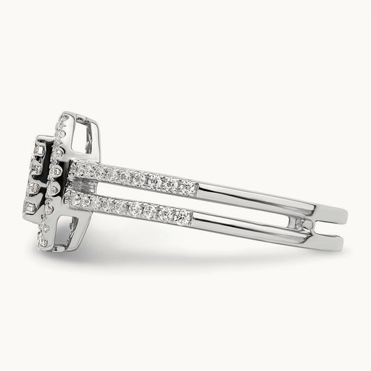 Rectangle Halo Cluster Engagement Ring, 0.50 ct tw