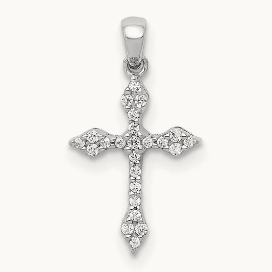 1/15ct. Diamond Cross Pendant — 14K White Gold