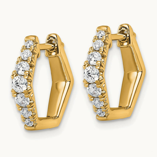 Fashion Hoop Earrings, 0.50-1.50 ct tw Lab-Grown Diamond — 1/2 ct, 14K Yellow Gold