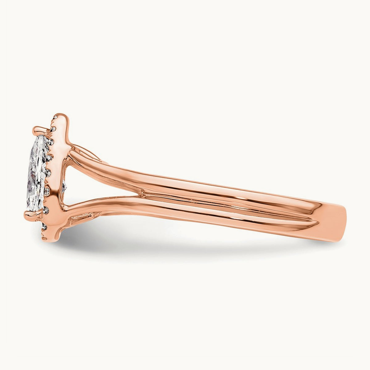 Pear Halo Semi-Mount Split Shank Engagement Ring, 0.07-0.20 ct tw — 1/10 ct, 14K Rose Gold