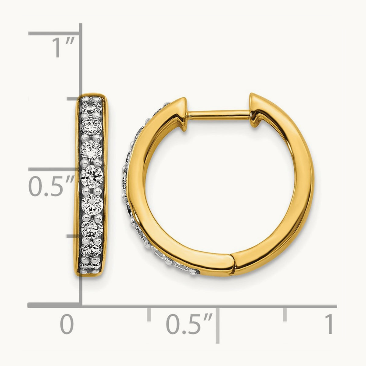 Diamond Hinged Hoop Earrings, 14K