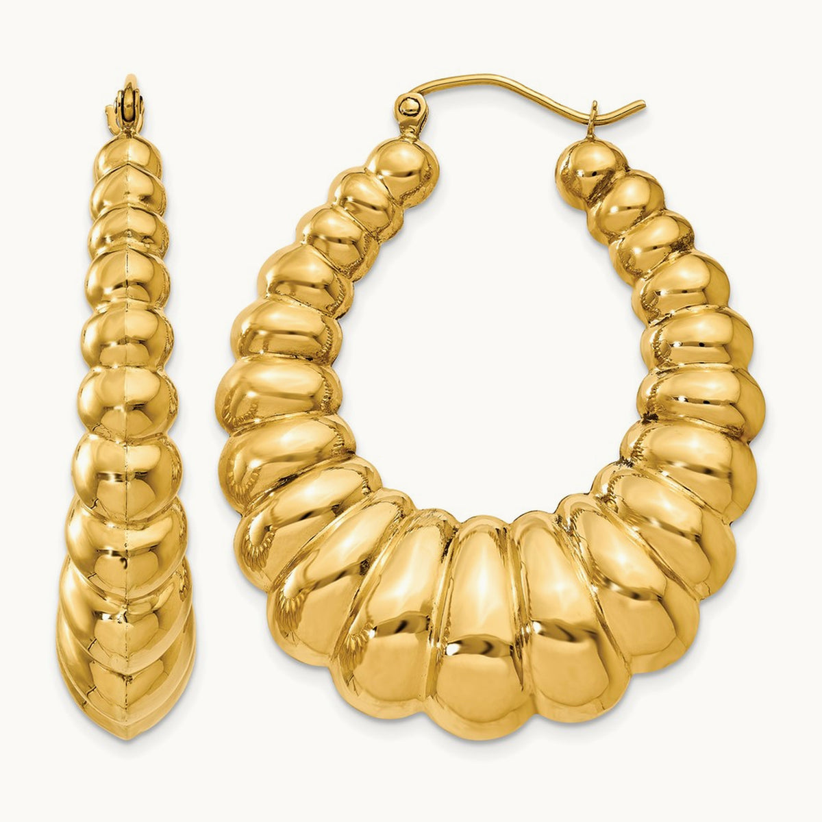 Polished Scalloped Hoop Earrings — 33.5mm