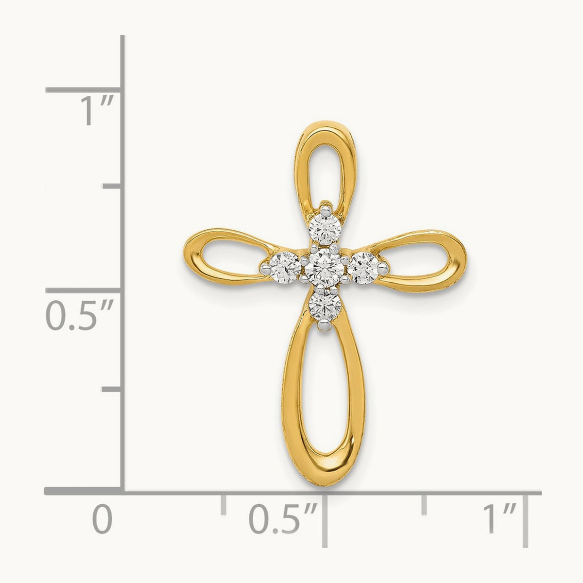 1/20ct. Diamond Cross Chain Slide — 14K Yellow Gold, 23.5mm, 0.2 ct