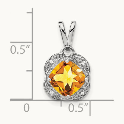 Cushion Citrine and Diamond Pendant — photo set