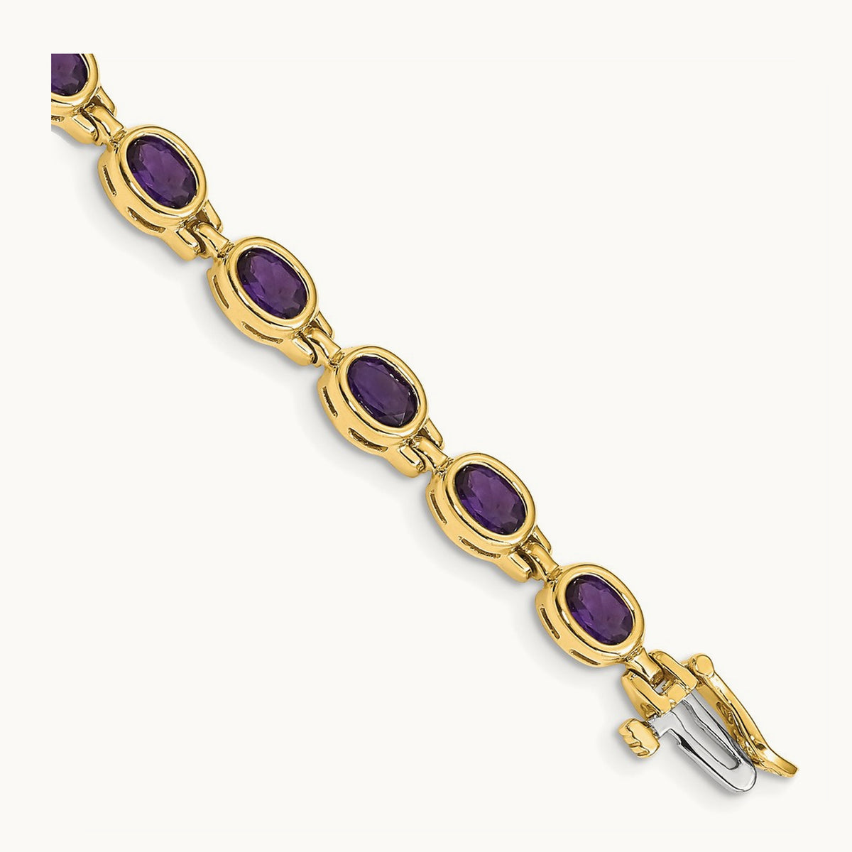 Oval Gemstone Amethyst Bracelet, 14K