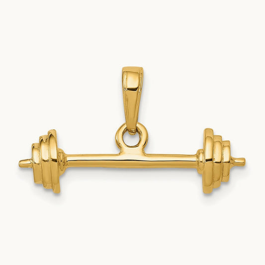 3-D Barbell Pendant, 14K