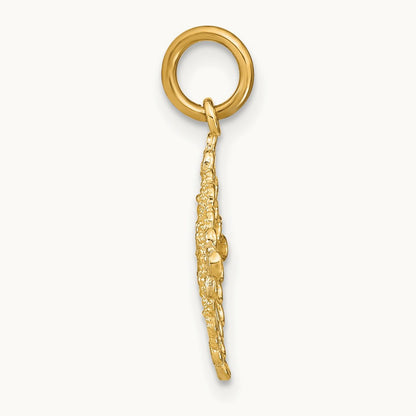 w/Rhodium and D/C Filigree Medallion Charm, 14K