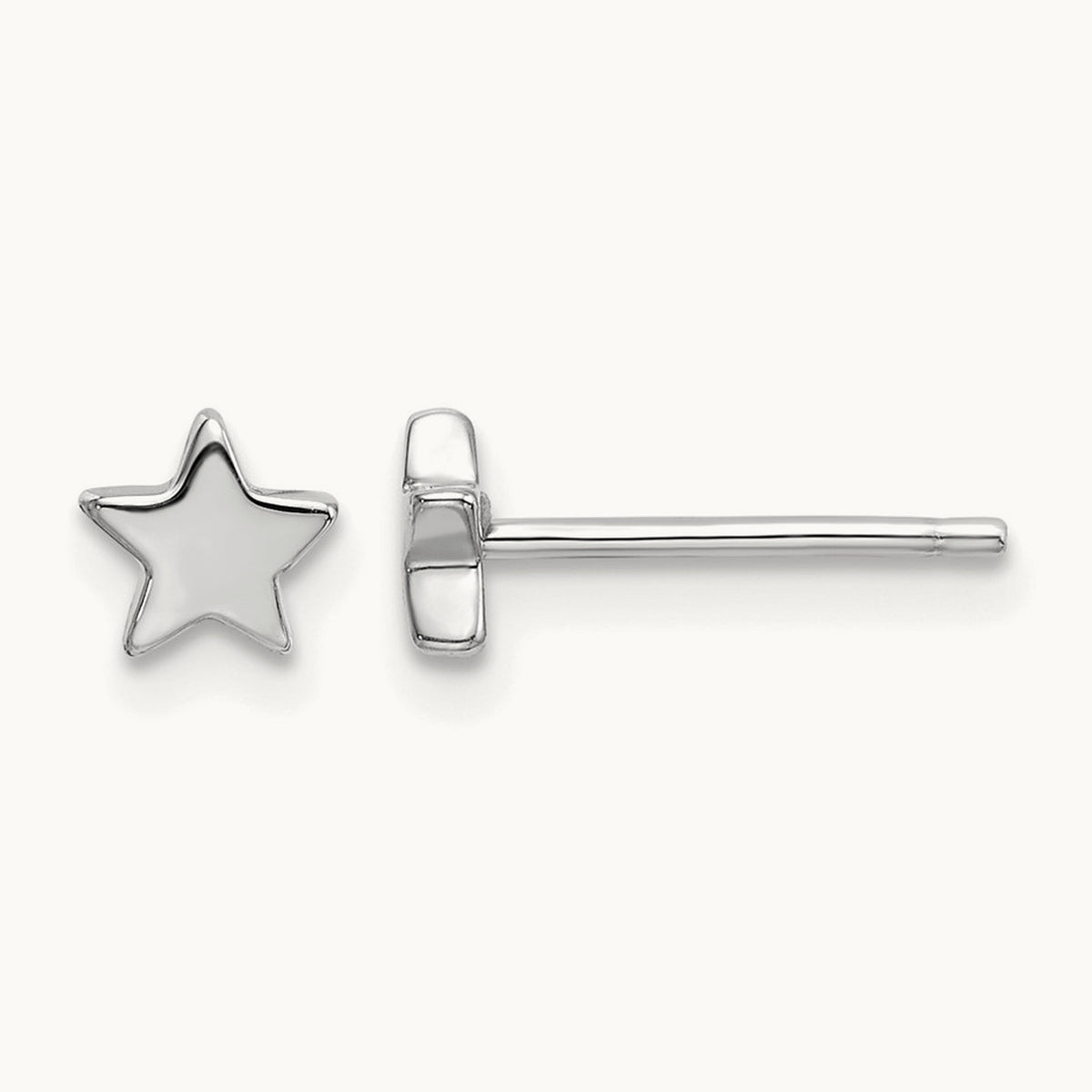 Polished Star Post Earrings — 14K White Gold