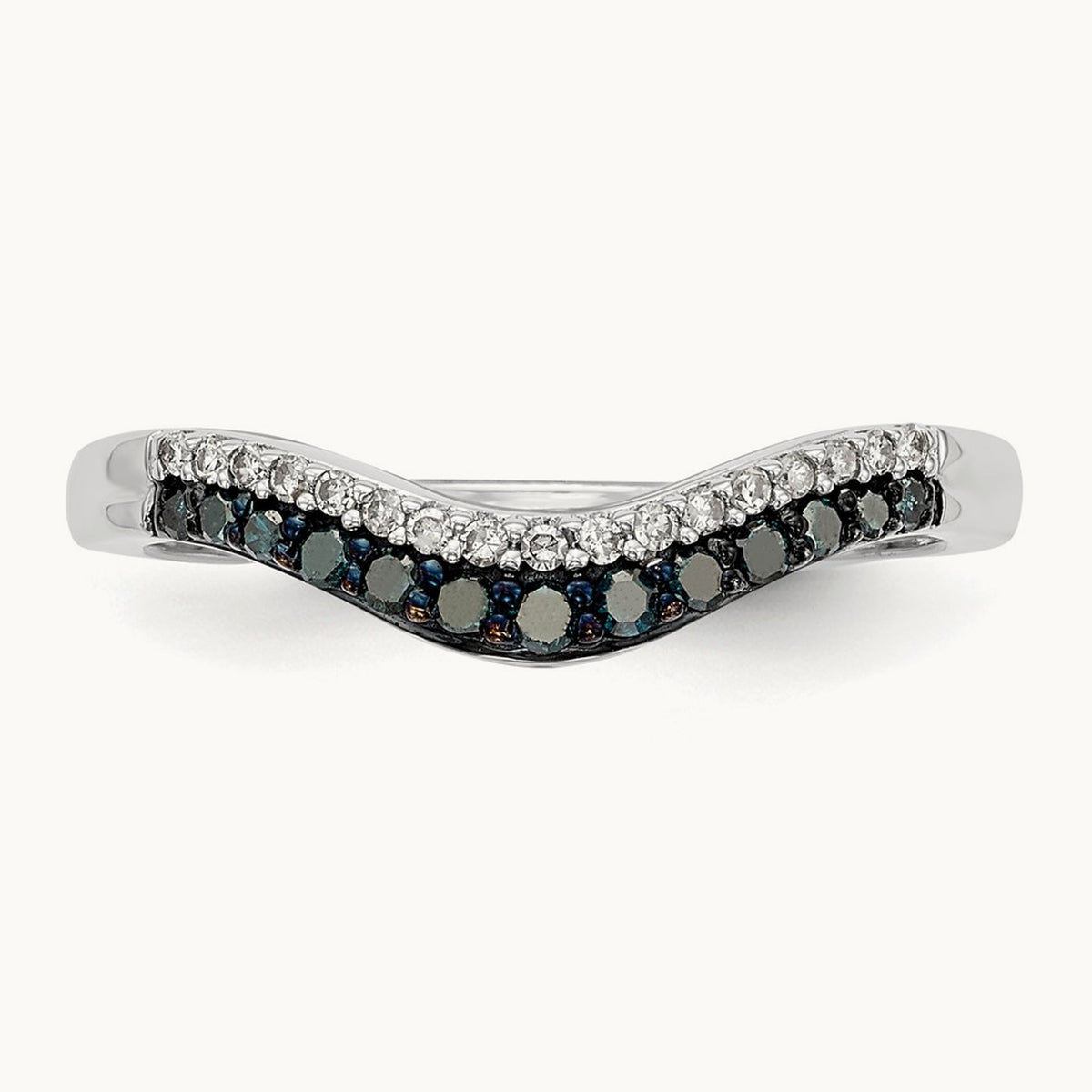 Blue and White Diamond Band, 14K White Gold