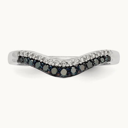 Blue and White Diamond Band, 14K White Gold