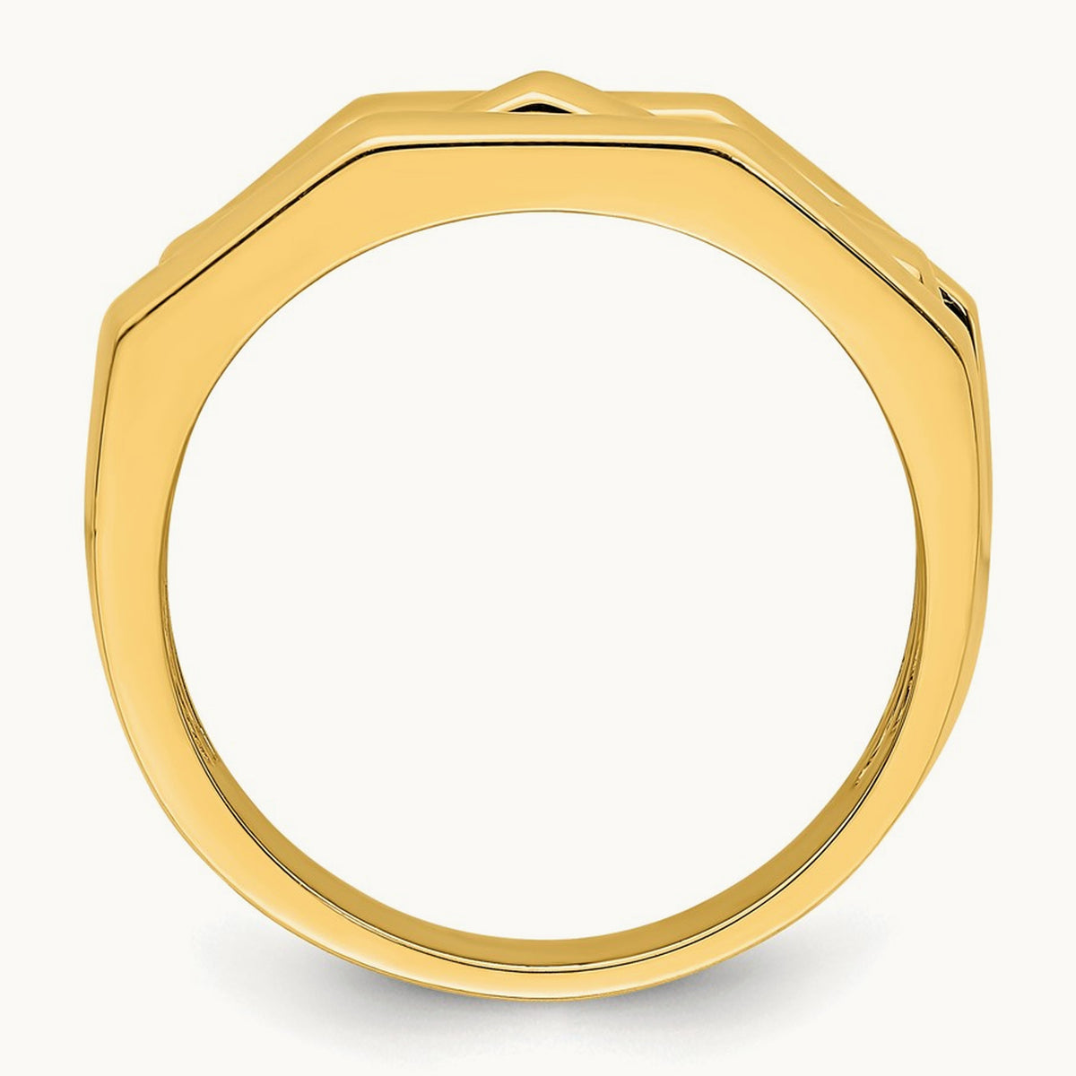 Polished Three Ridged Dome Ring, 14K