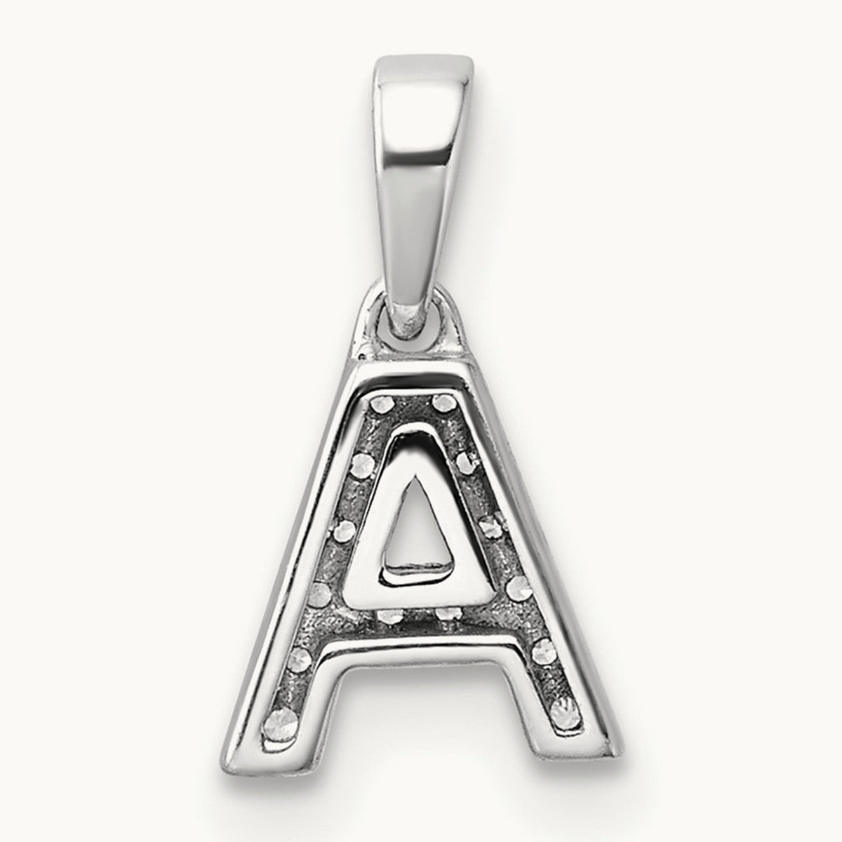 Diamond Initial with Bail Pendant — 14K White Gold, A