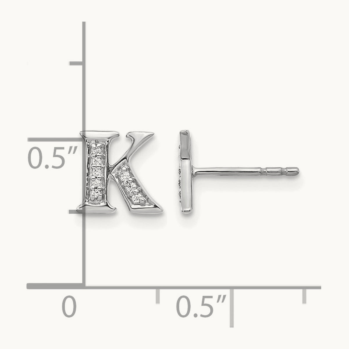Diamond Earrings — 14K White Gold, 8mm, K