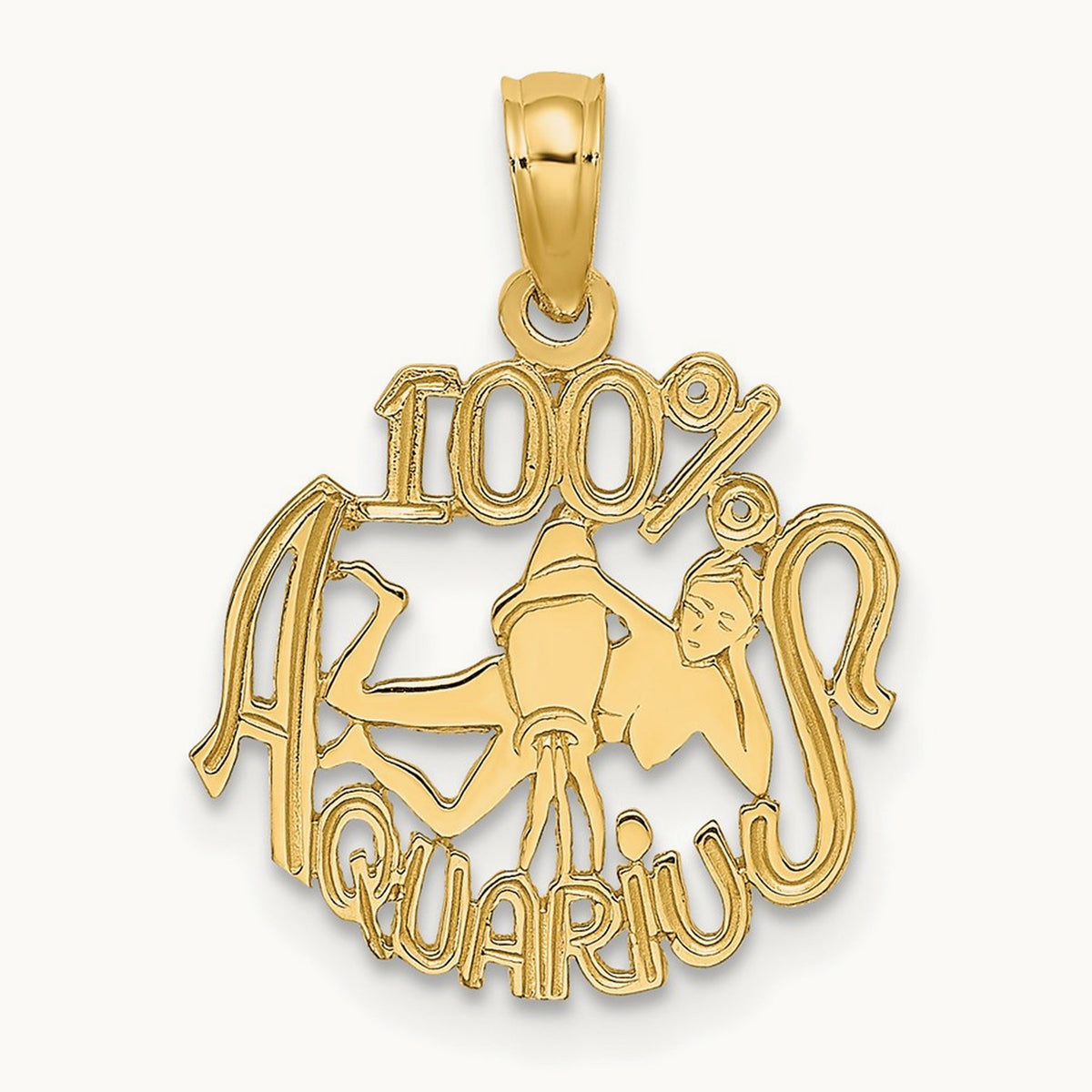 100% AQUARIUS Zodiac Charm — 14K Yellow Gold