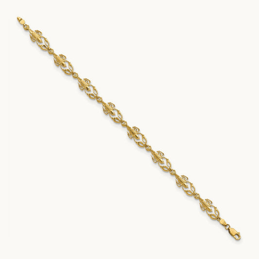 Textured Lobster 7.5in Bracelet, 14K