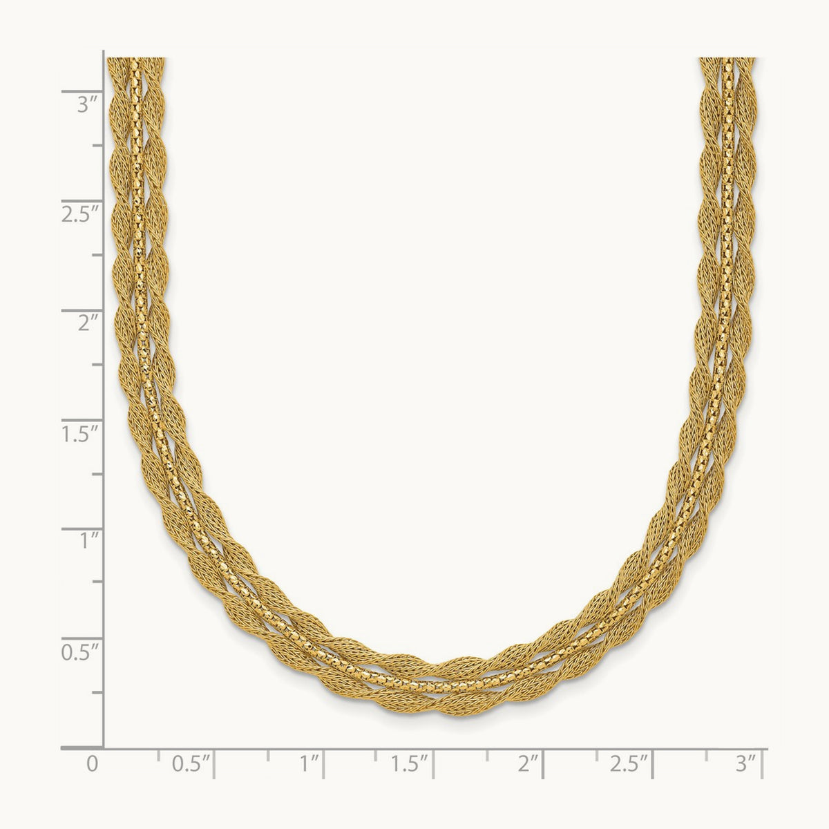 Polished/Textured and Diamond-cut Necklace, 14K — Leslie's