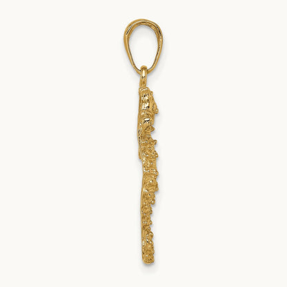 Polished Open-Backed Seahorse Pendant — 14K Yellow Gold