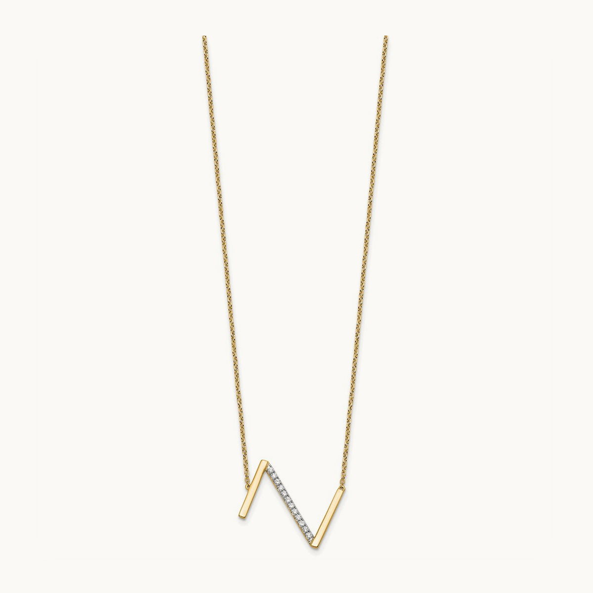 Sideways Diamond Necklace — 14K Yellow Gold, Z