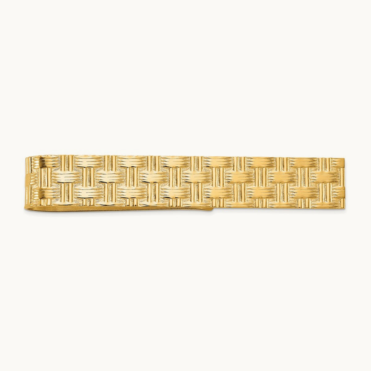 Men's Textured Basketweave Pattern Tie Bar, 14K