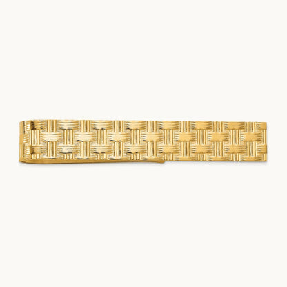 Men's Textured Basketweave Pattern Tie Bar, 14K