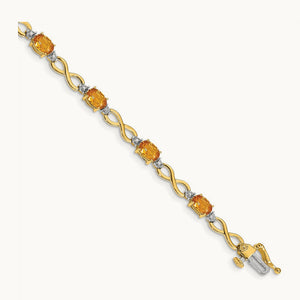 Citrine Diamond Infinity Bracelet — 14K Yellow Gold