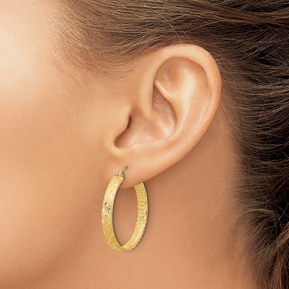 Polished Diamond-cut In/Out Hoop Earrings — 30mm