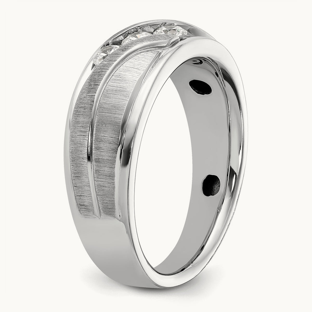 Polished/Grooved Men's Ring, 0.25 ct tw Lab-Grown Diamond
