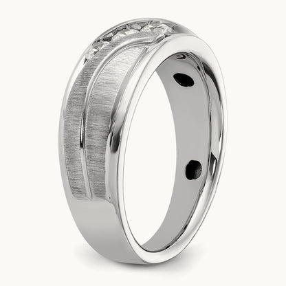 Polished/Grooved Men's Ring, 0.25 ct tw Lab-Grown Diamond