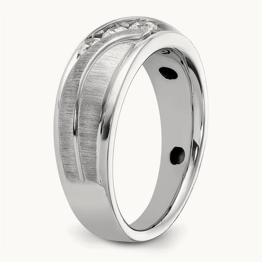 Polished/Grooved Men's Ring, 0.25 ct tw Lab-Grown Diamond