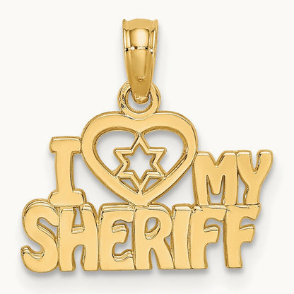 I HEART MY SHERIFF Charm, 14K