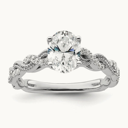 Oval Semi-Mount Engagement Ring, 0.20 ct tw Lab-Grown Diamond