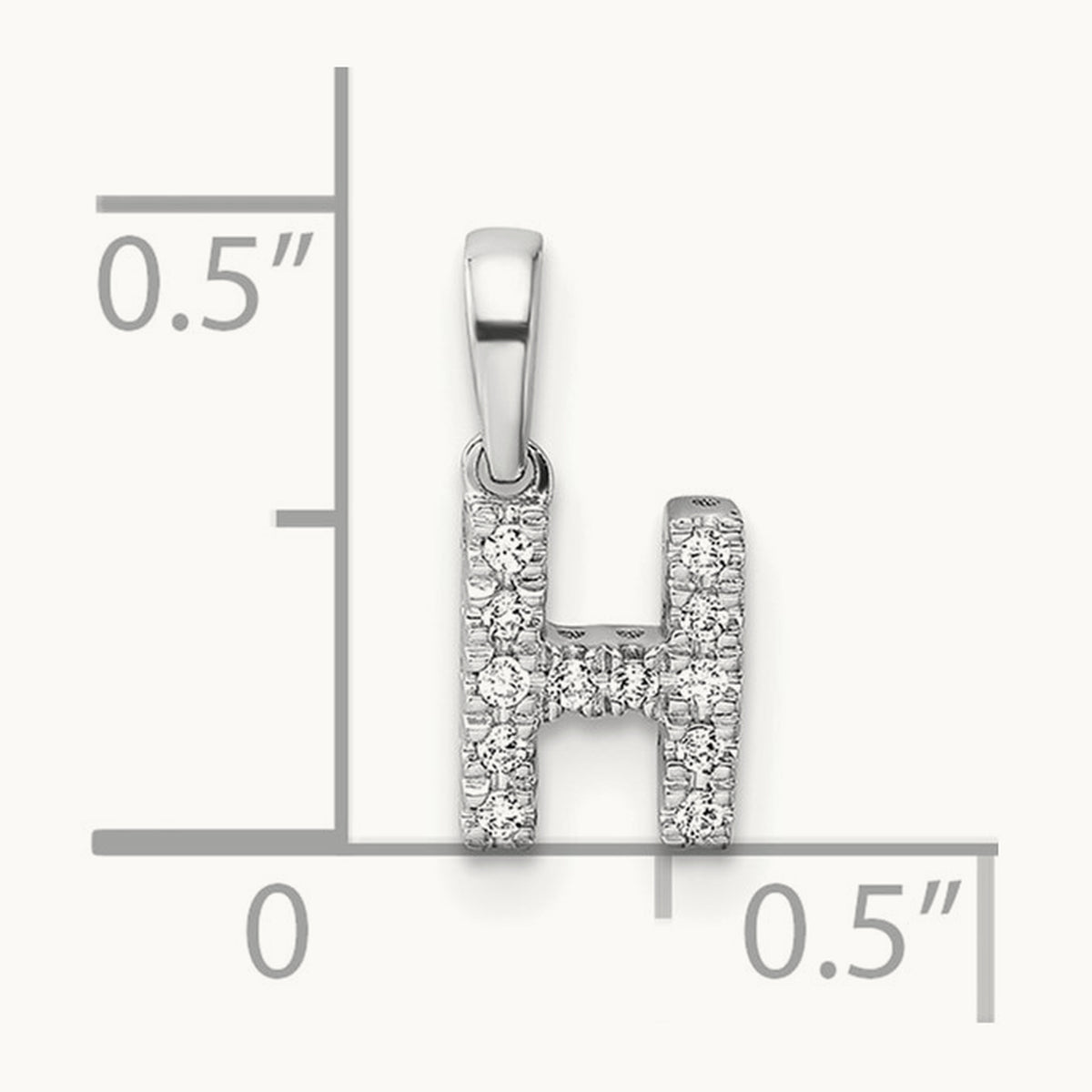 Diamond Initial with Bail Pendant — 14K White Gold, H