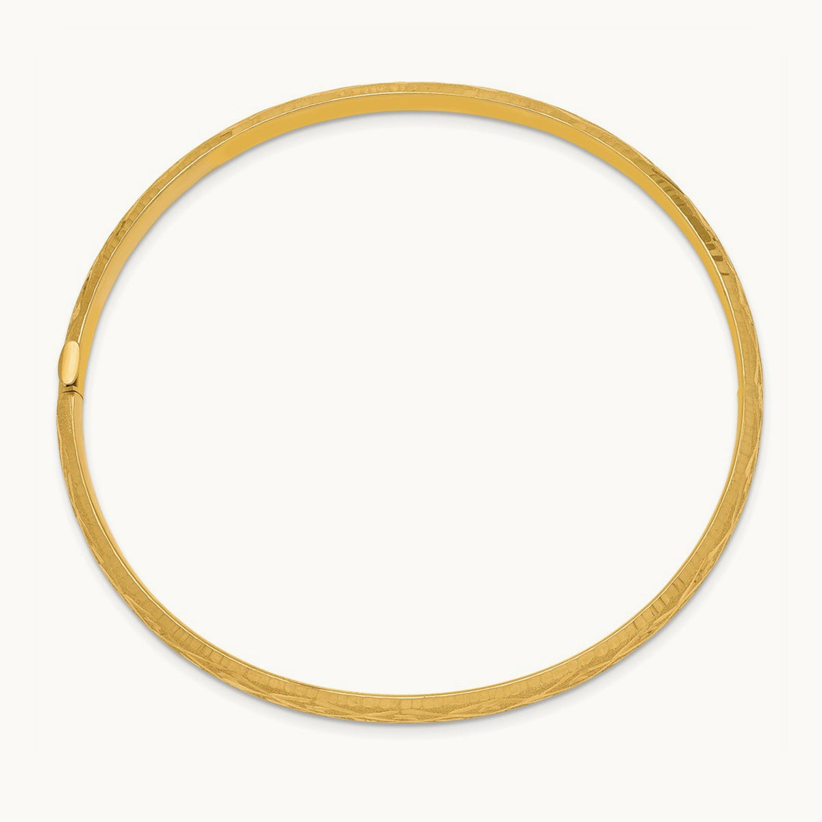 3/16 Diamond-cut Fancy Hinged Bangle Bracelet, 14K